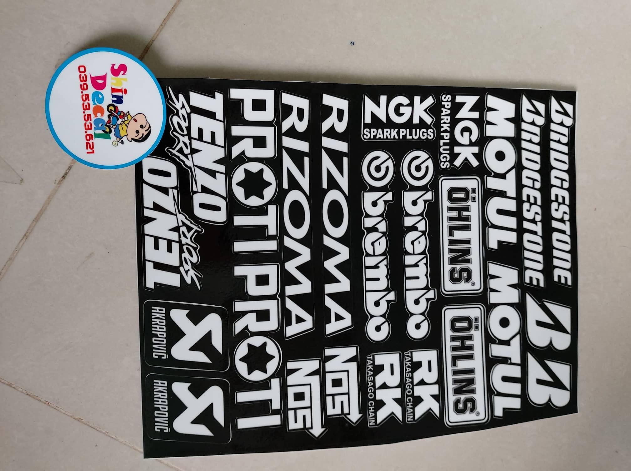 Tem logo trắng đen trọn bộ 18x25cm