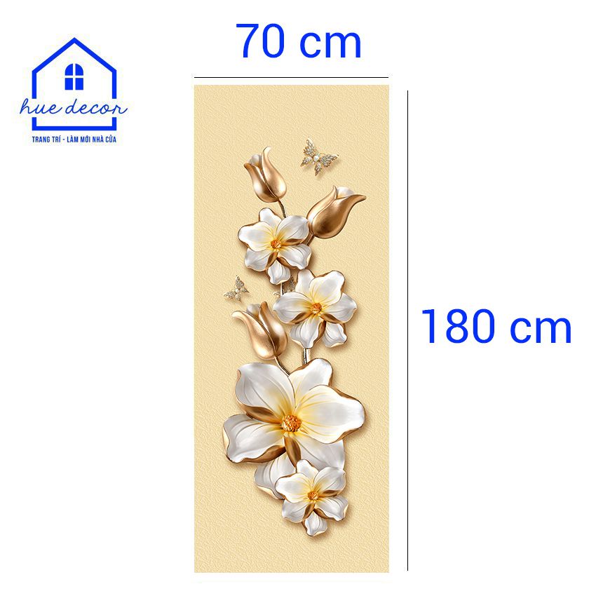 Miếng dán trang trí tủ lạnh Hoa vàng 3d decal cao cấp siêu bền phù hợp với mọi không gian