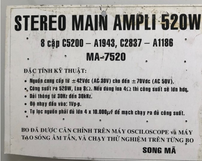 MẠCH CÔNG SUẤT AMPLY 16 SÒ 520W
