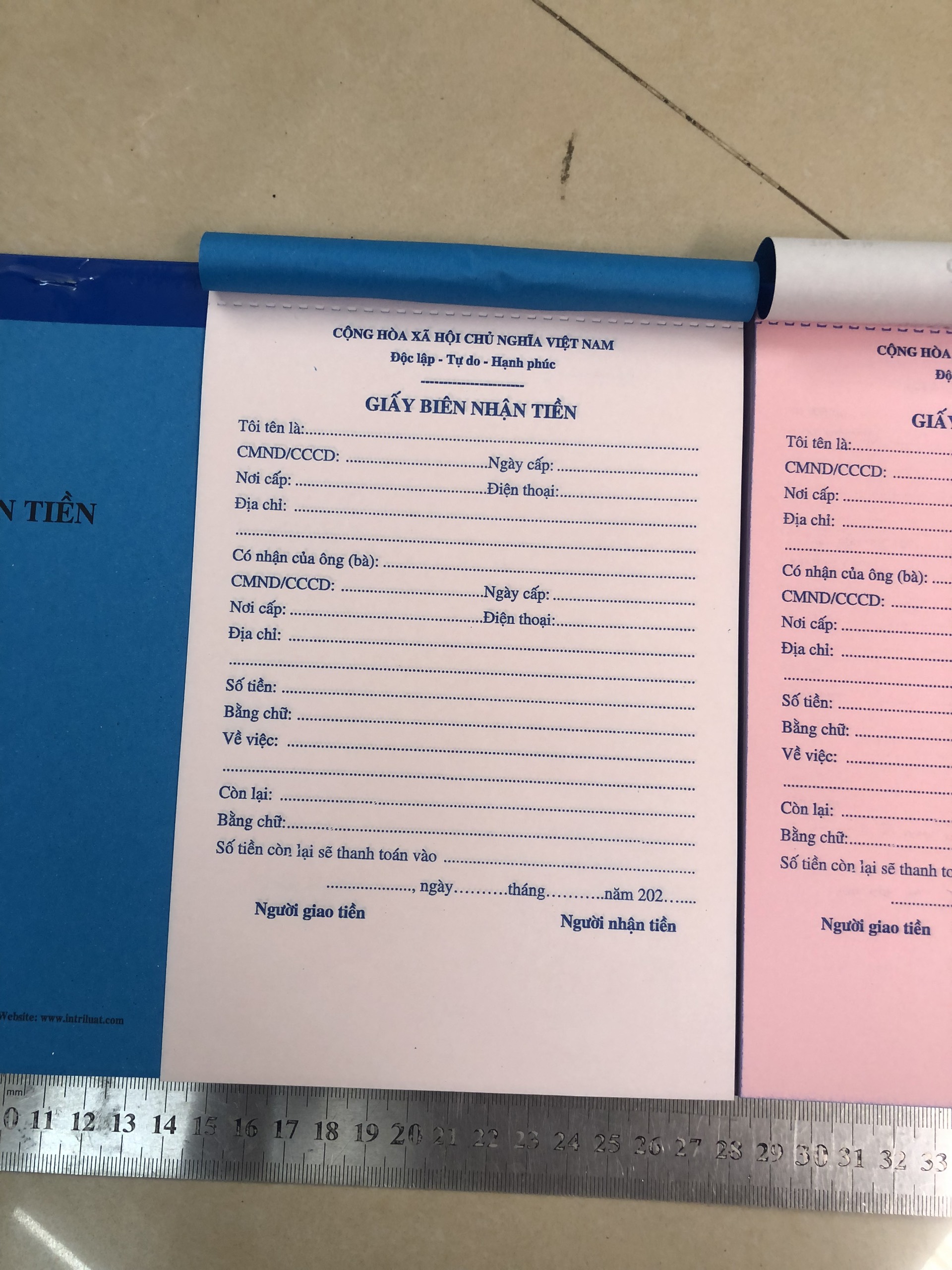 Biên Nhận tiền cọc Khổ A5 2 liên
