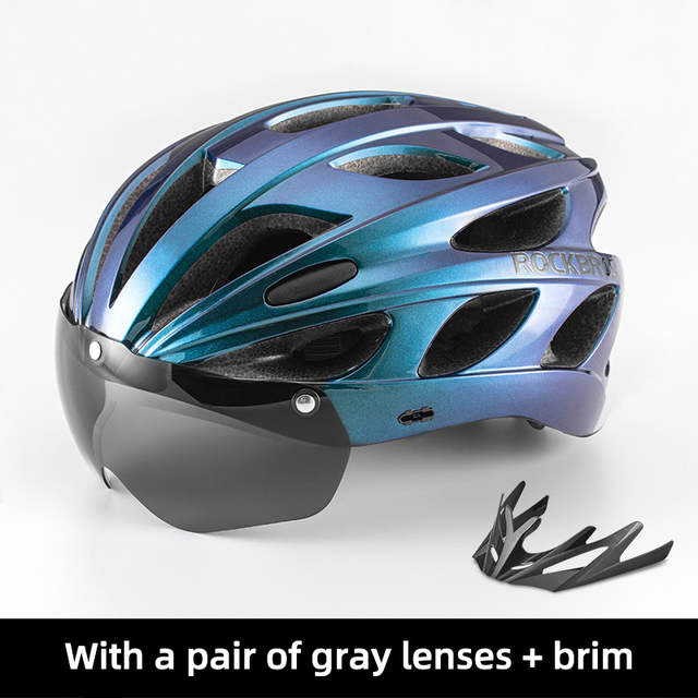 ROCKBROS Bicycle Helmet  EPS Integrally-molded Breathable Cycling Helmet Men Women Goggles Lens MTB Road Bike Helmet 57-62cm