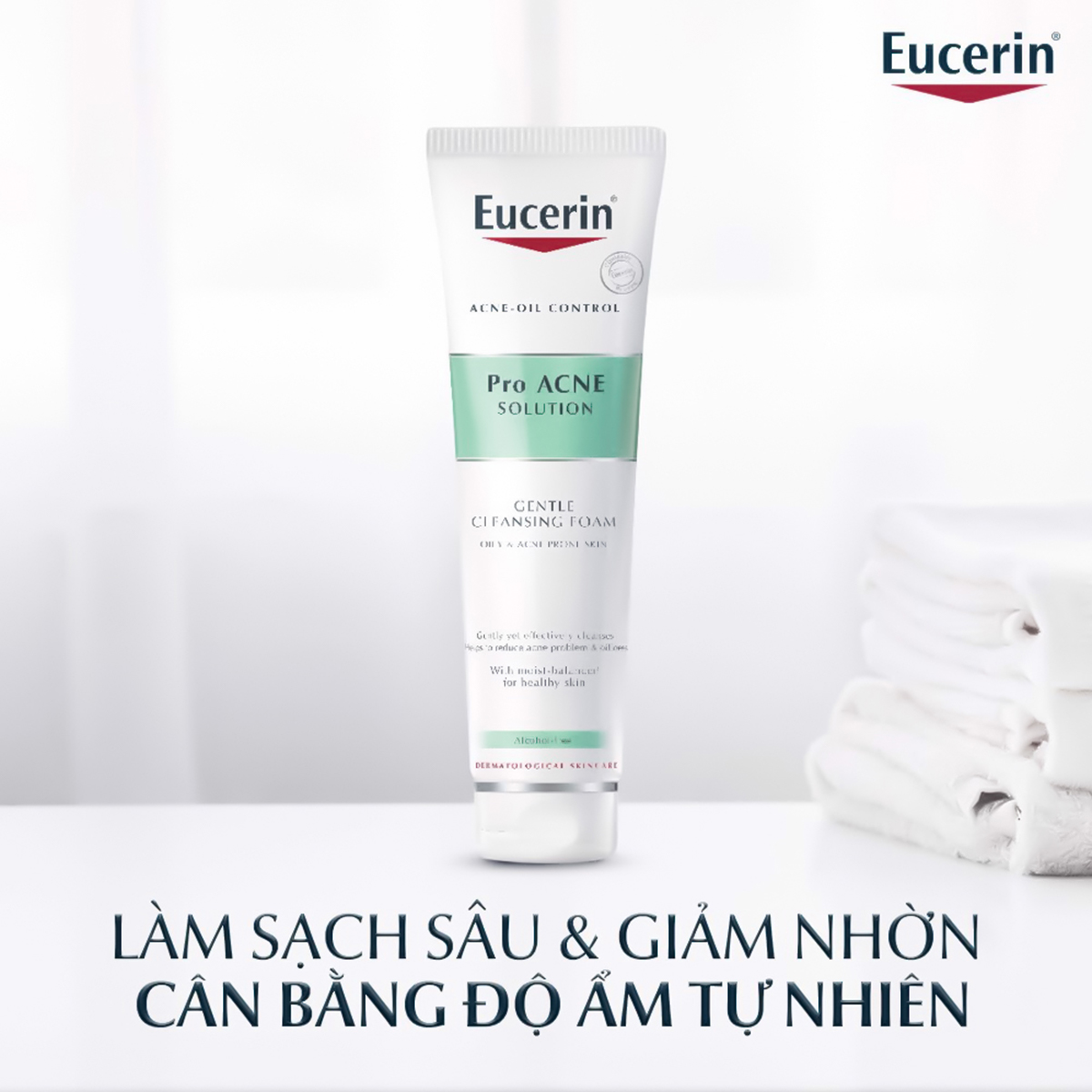 [GIẢM 20K ĐƠN 399K] Sữa Rửa Mặt Tạo Bọt Cho Da Mụn Eucerin Pro Acne Solution Gentle Cleansing Foam 150g