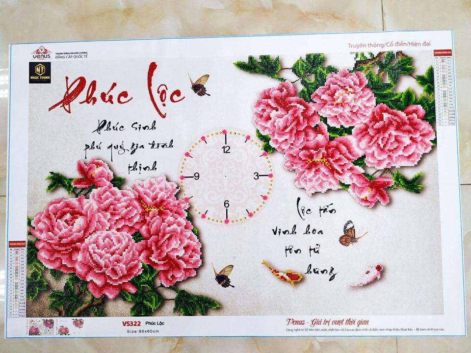 Tranh đính đá cao cấp venus phúc lộc -kt: 90x60cm