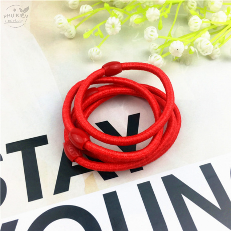 [HCM]Bộ 10 dây cột tóc đính hạt dễ thương (nhiều màu)
