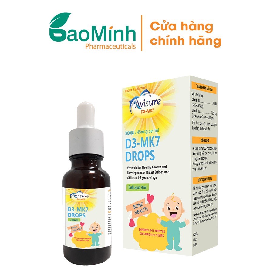 Vitamin d3k2, vit d3 và k2- mk7 cho bé ngủ ngon cao lớn avisure d3mk7