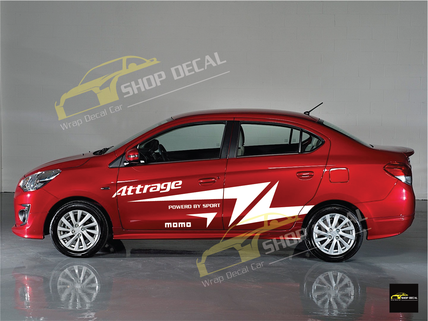 Tem xe Mitsubishi Attrage dán 2 bên sườn