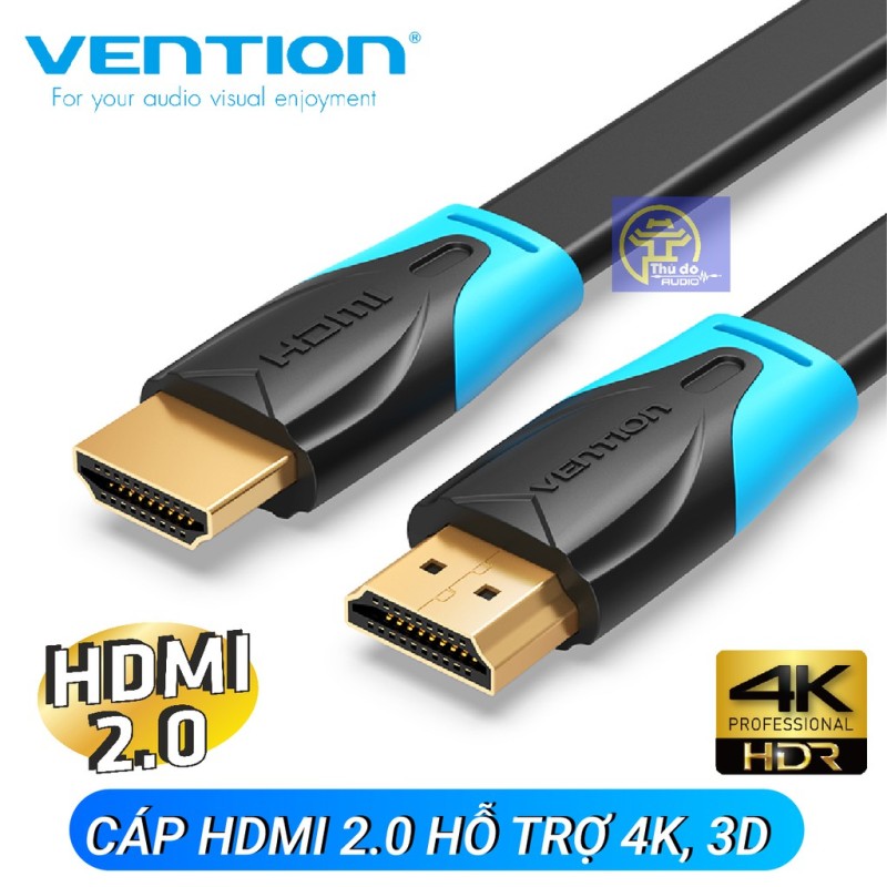 Dây Cáp HDMI Cao cấp VENTION 3D 4K Tốc Độ Cao Dạng Dẹt Đầu Mạ Vàng Cho NotebookMáy ChiếuTVVR