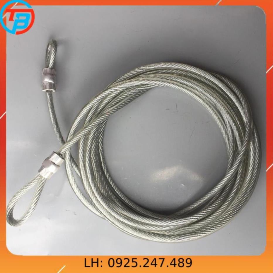 Dây cáp khóa xe bọc nhựa phi 8 dài 15m.