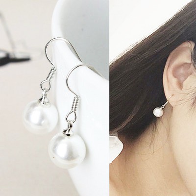 Bông tai hình học hạt châu trắng đơn giản giá rẻ MS03