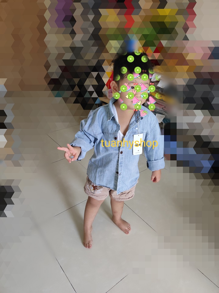 Áo sơ mi jean dài tay cho bé AB001