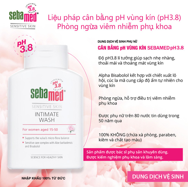 [Hàng Đức] - Dung dịch vệ sinh phụ nữ Sebamed - pH 3,8