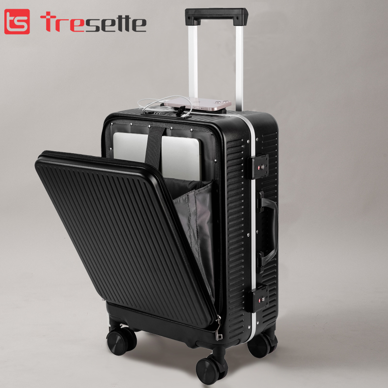 Vali khóa sập cao cấp nhập khẩu hàn quốc tresette tsl-2839 có ngăn đựng latop cổng sạc usb size 20 size 24