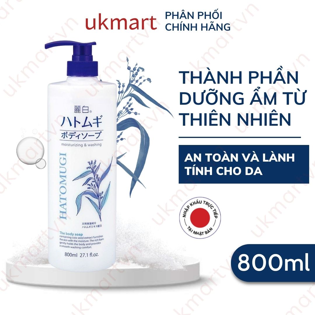 Sữa Tắm Trắng Da Toàn Thân Trẻ Hóa Da Reihaku Hatomugi Moisturizing Washing The Body Soap 800ml
