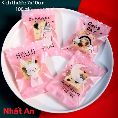 Túi bánh quy gấu ôm mặt trăng 7x10cm - 100 cái