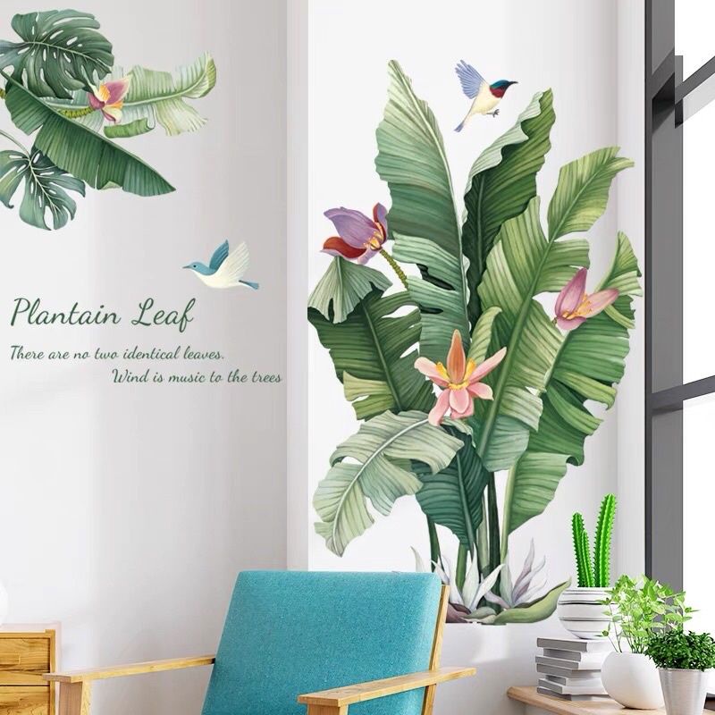 Decal dán tường trang trí phòng khách cây chuối
