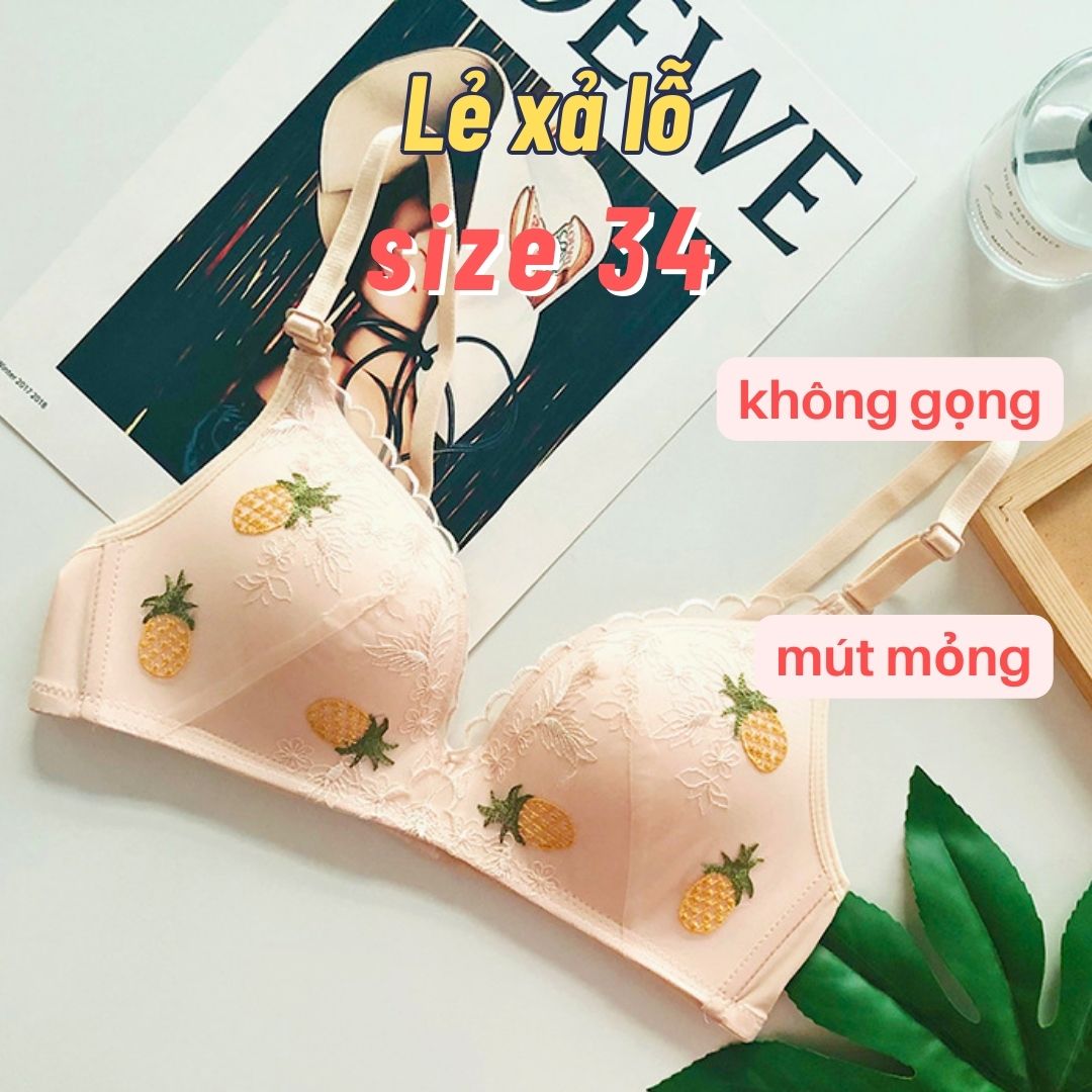 Áo lót Không gọng Trái cây 4 mùa Phối ren đệm mút mỏng quả mềm, êm, tôn ngực, chất đẹp [Lẻ size 34 xả lỗ] - NHShop