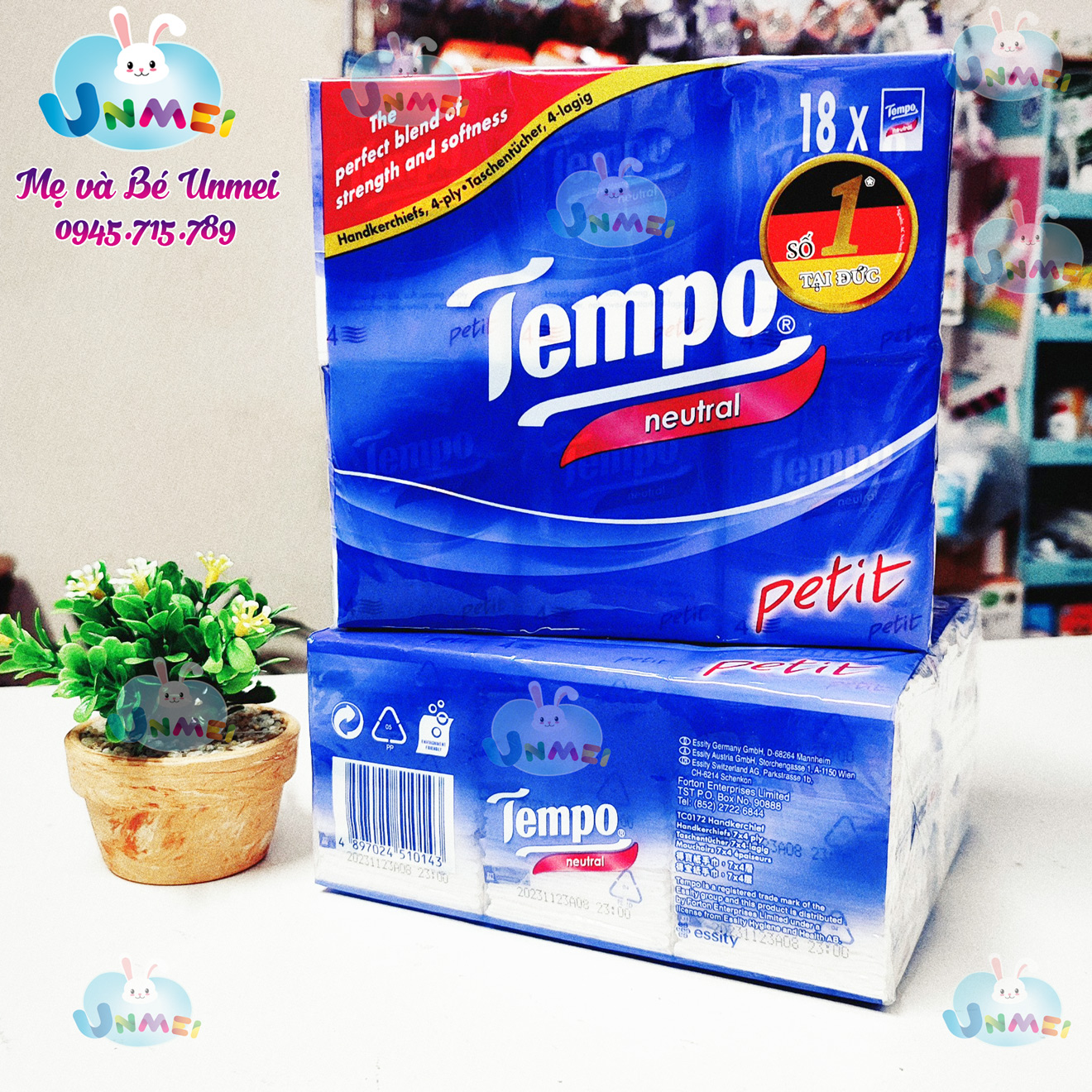 Tempo - Khăn Giấy Tempo 18 gói,12 gói- Khăn giấy bỏ túi Tempo Petit Cao Cấp Bạc Hà/Gỗ Táo/Không Mùi - Mẹ và Bé Unmei