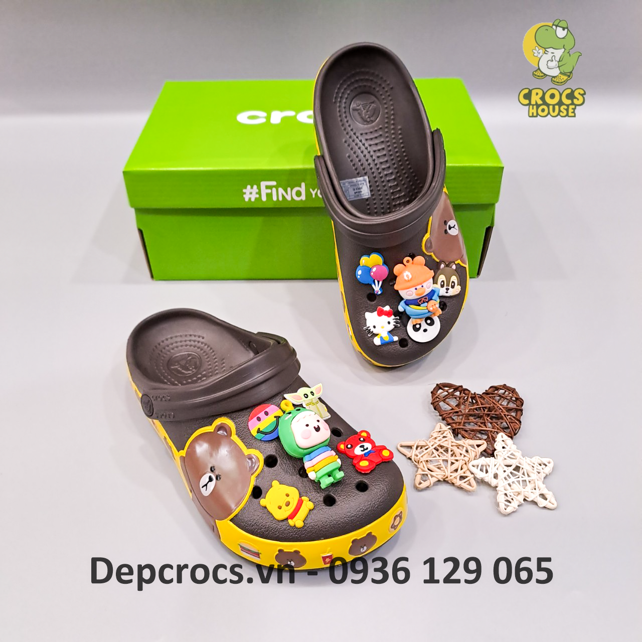 Dép sục croos band thỏ gấu vịt cao cấp sục sticker linefriend sục những người bạn - Nhà Cá Sấu