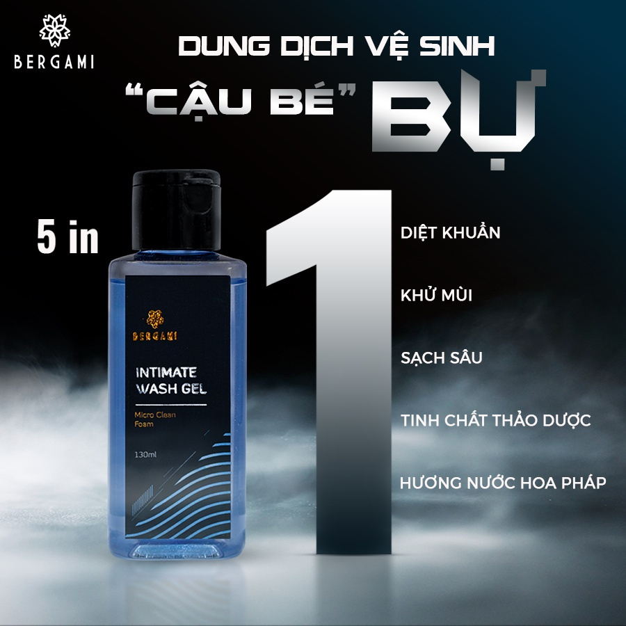 Combo Dung Dịch Vệ Sinh Nam & Nữ Bergami Tinh Chất Trầu Trà Mùi Hương Nước Hoa Khử Mùi 24H 130ml/chai