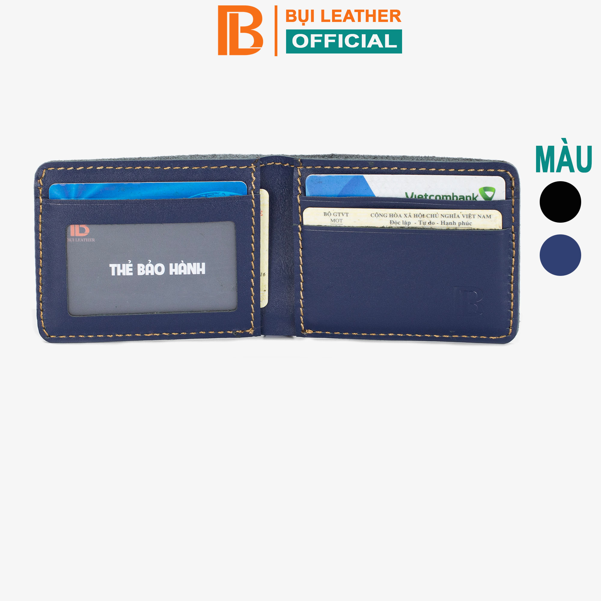 Ví mini nam V116 cao cấp- Ví nam nhỏ gọn da bò Nappa, 2 màu lựa chọn-Da thật, thương hiệu Bụi leather-bảo hành 12 tháng