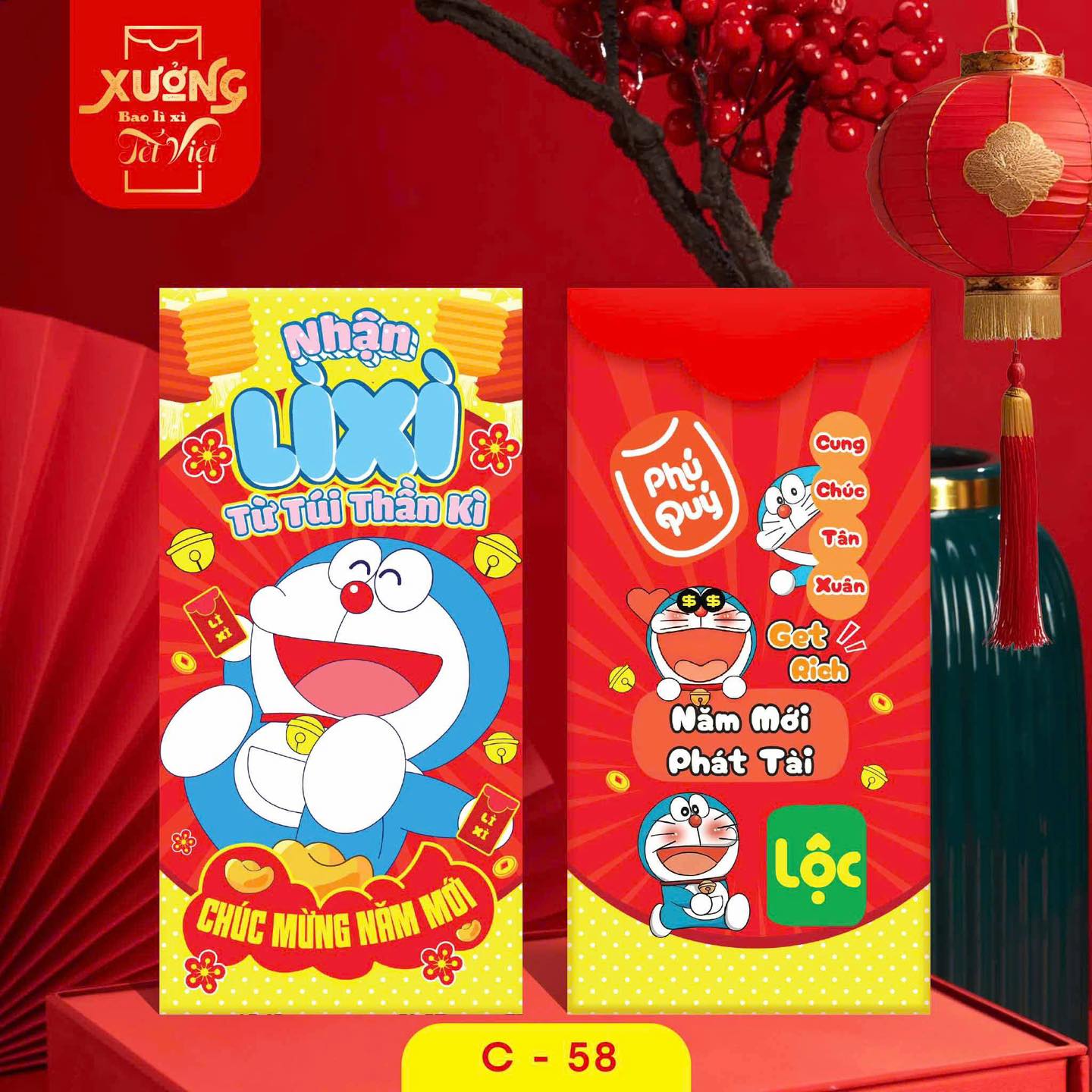 Combo 10 cái bao lì xì hoạt hình Chibi siêu dễ thương
