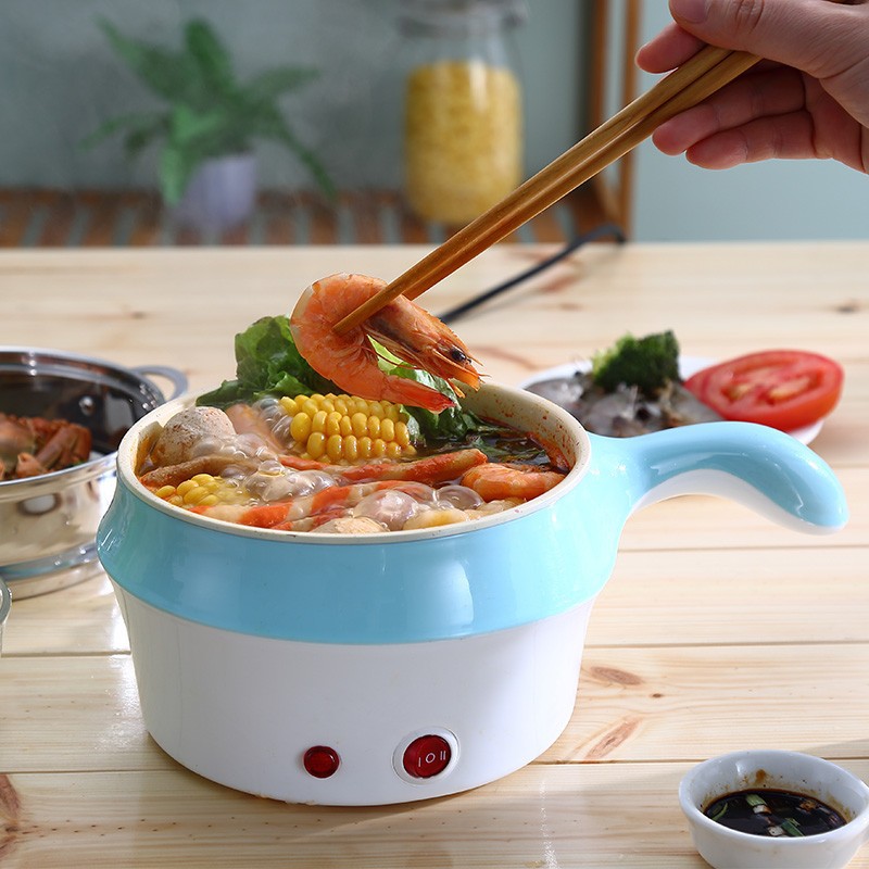 Ca nấu mì, nồi lẩu đa năng có lồng hấp bằng inox , nồi lẩu mini , nồi đa năng