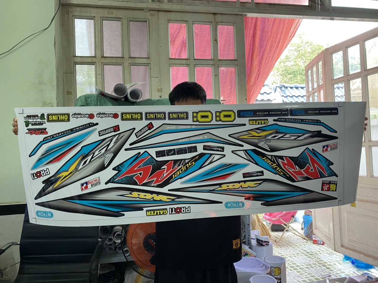 Tem rời sonic 150 xanh đen RS