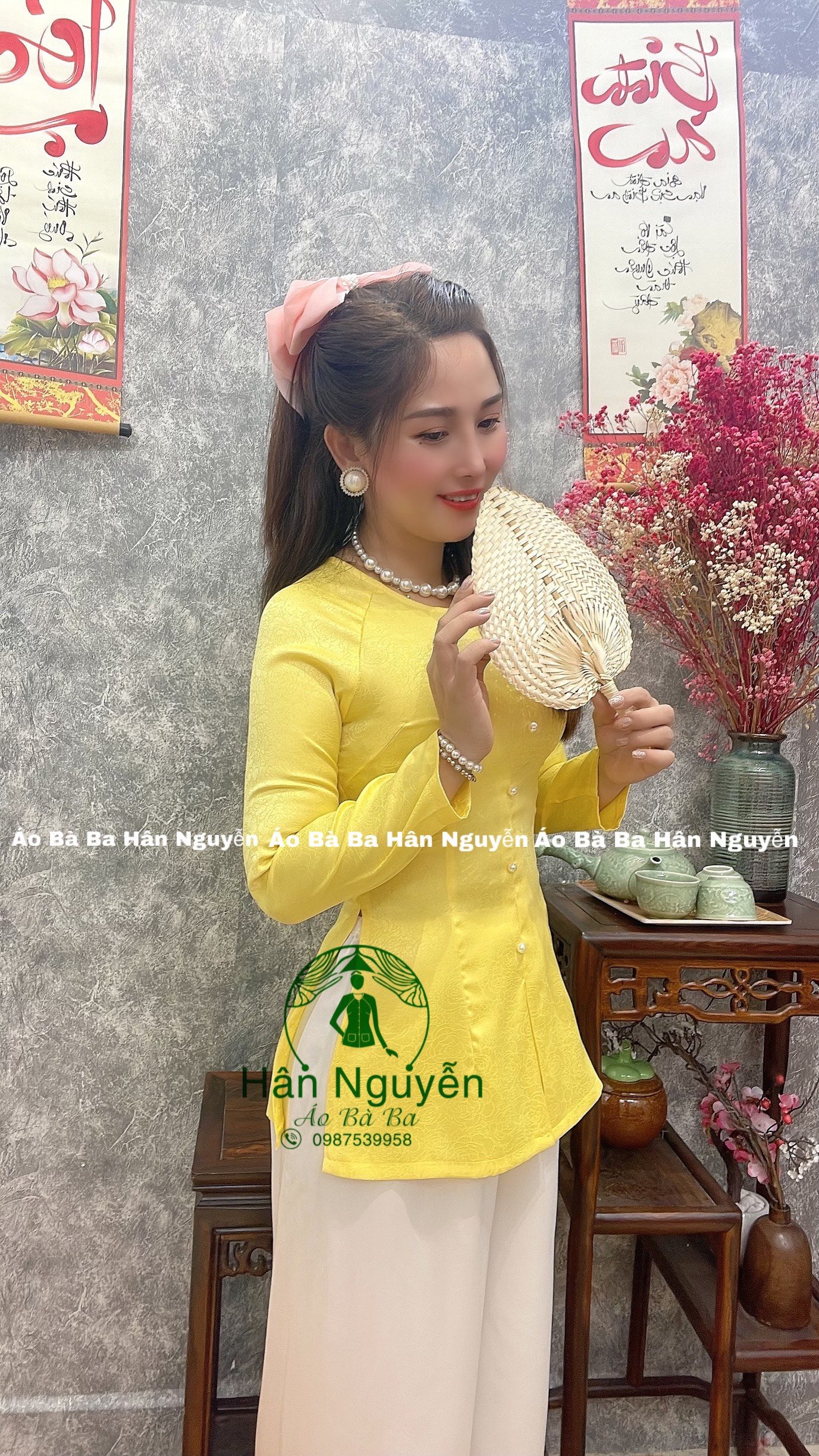 ÁO BÀ BA GẤM DÂY KÉO HOA HỒNG (ÁO LẺ)