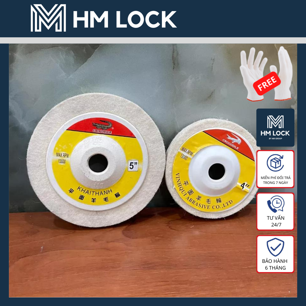 COMBO NỈ ĐÁNH BÓNG HIỆU CÁ SẤU 4 INCH , 5 INCH - CHUYÊN ĐÁNH BÓNG INOX, NHÔM, SẮT, ĐỒNG - HM LOCK