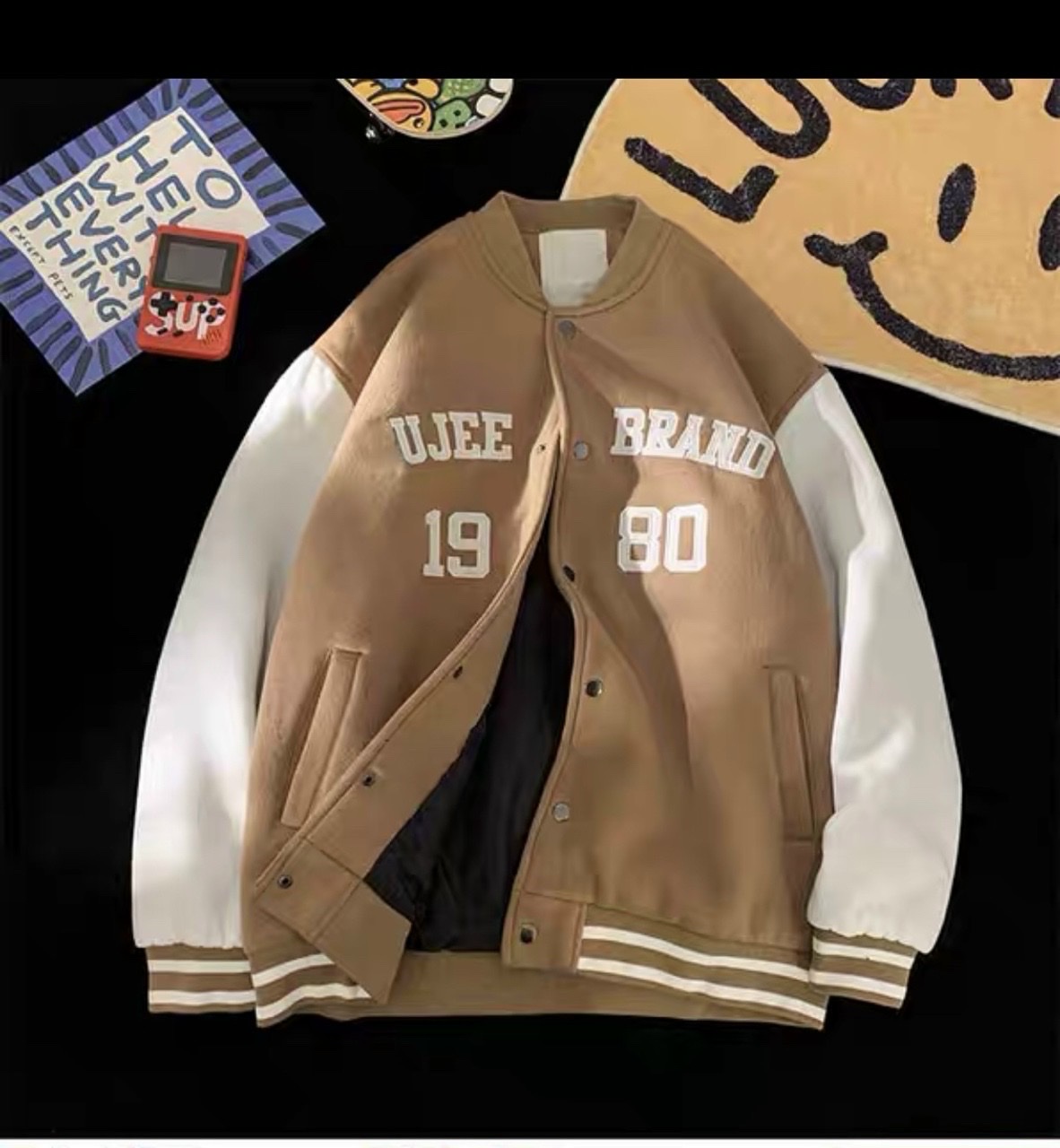 Áo khoác bomber mùa đông 2 lớp thêu 1980 áo khoác bomber phối tay f4 chất nỉ ngoại - dolasalle