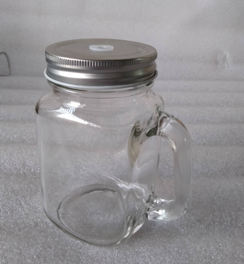 Ly Quai Thuỷ Tinh Trơn Thân Vuông Đựng Trà Sữa Lớn 650 Ml Kèm Nắp Đậy Kín Hoặc Nắp Có Lỗ Cắm Ống Hút M1114