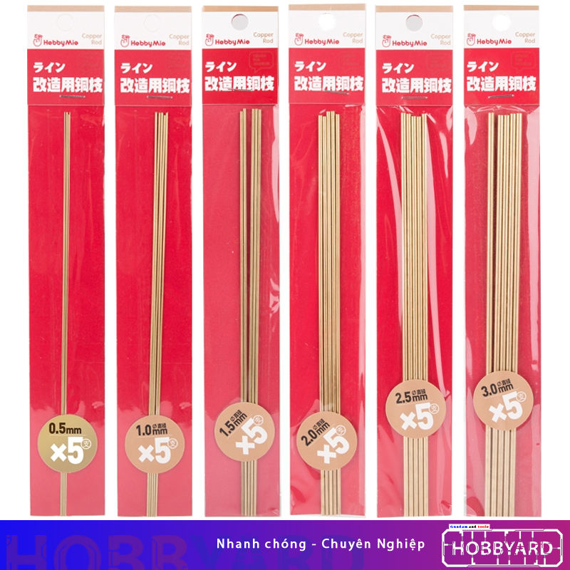 Set 5 thanh ống đồng đặc ruột dùng cho mô hình