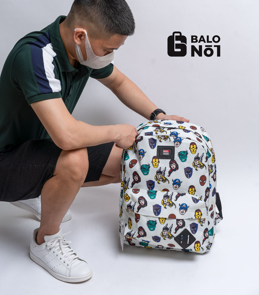 [HCM]Balo Cao Cấp Van.s X Marvel Old Skool II Backpack White