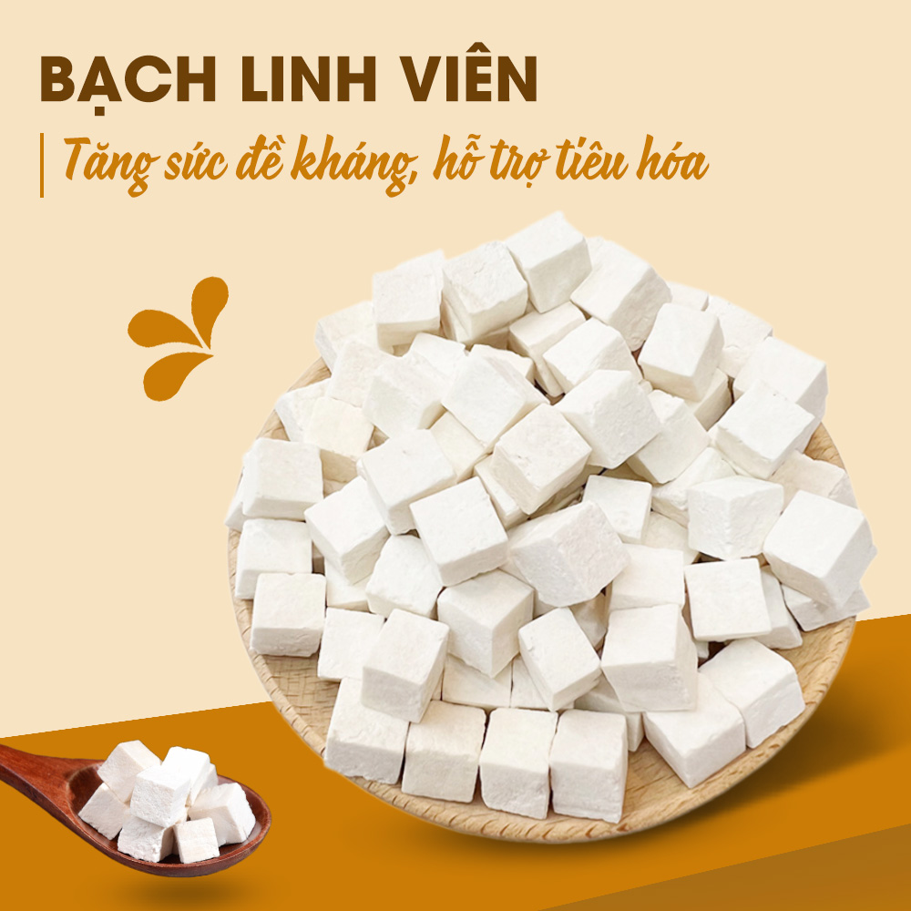 Bạch linh viên 1kg, bạch phục linh, trắng, đẹp, không lẫn tạp chất - Lãn Ông