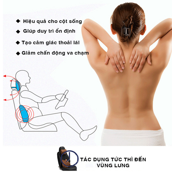 Bộ gối tựa cổ, lưng trên ô tô, xe hơi chất liệu cao su non hoạt tính cao cấp GE04