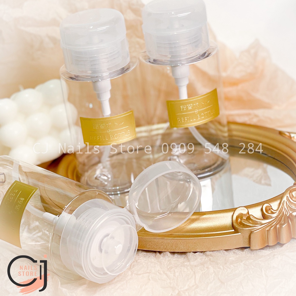 {CJ Nails Store} Bình nhấn đựng dung dịch cồn/acetone cao cấp