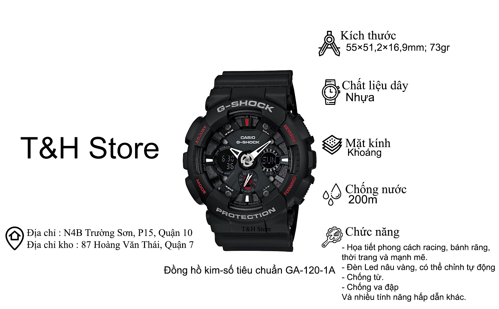 [HCM]ĐỒNG HỒ NAM CASIO G-SHOCK GA-120-1A[Fullbox]
