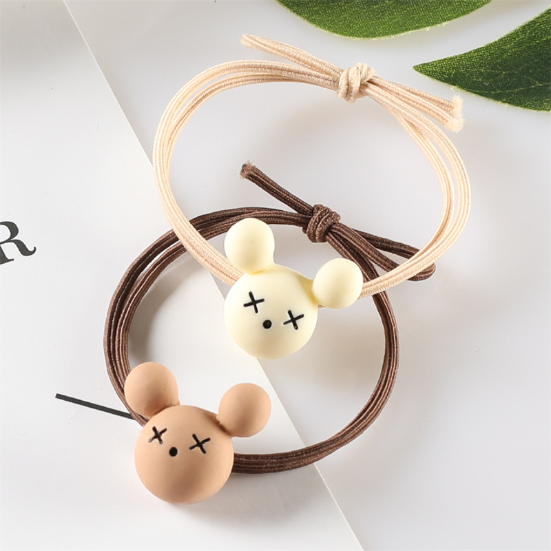Dây buộc tóc hình Gấu nâu (set 4 dây mix màu)