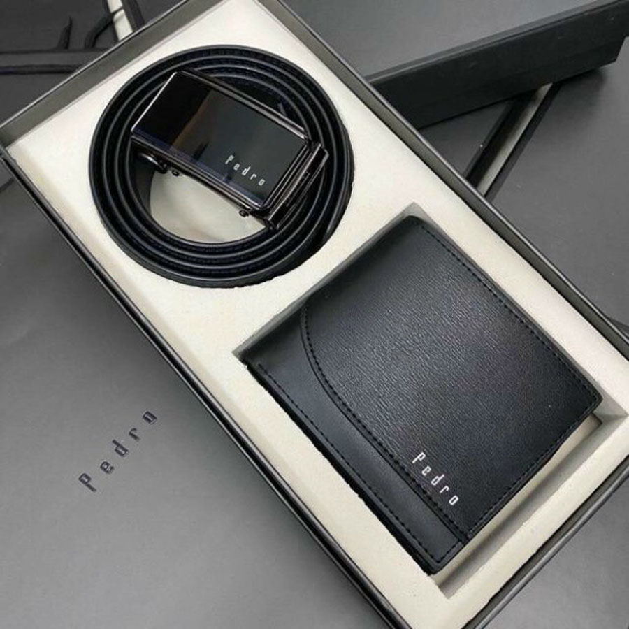 Set Ví Thắt Lưng PEDRO nam full box, túi giấy hàng [TẶNG KÈM CARDHOLDER]