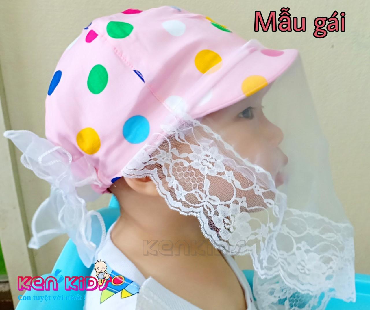 Nón / mũ có khăn voan chống bụi cho bé - 1 cái