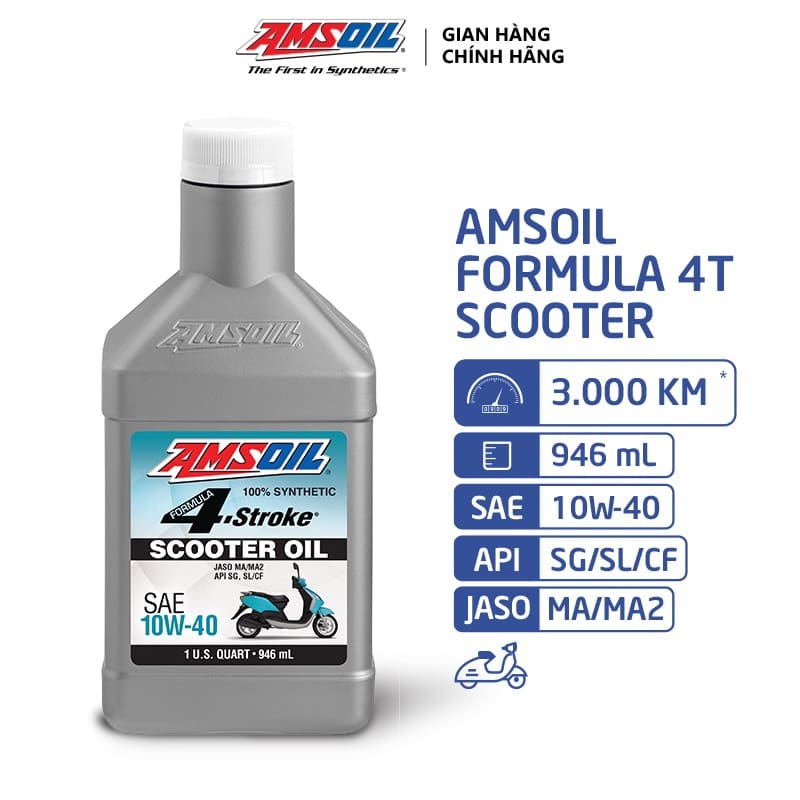 Nhớt xe ga amsoil 10w40 synthetic scooter 946ml