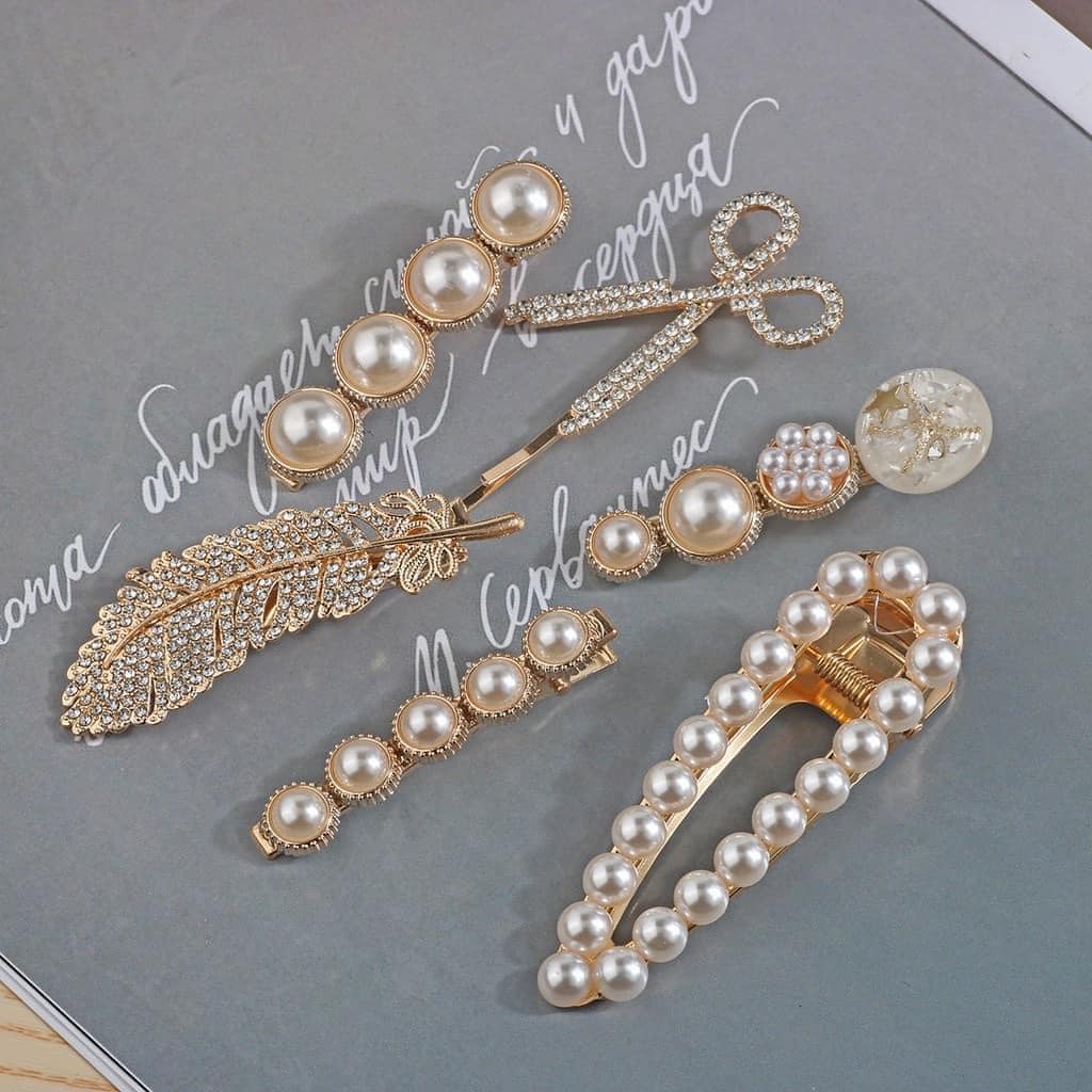 SET 2 VỈ KẸP TÓC ĐÍNH ĐÁ - NGỌC TRAI