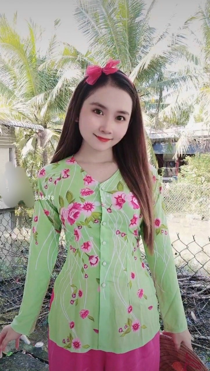 SET BÀ BA LỤA IN HOA ĐÀO XINH