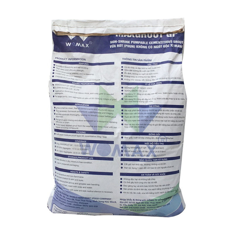 Maxgrout GP(mác 650) - Vữa rót không co ngót