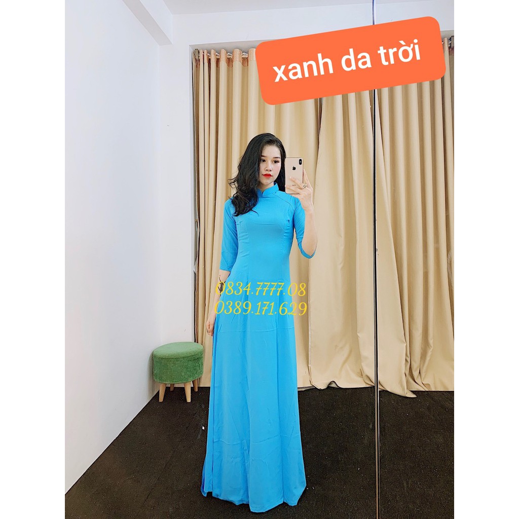 Áo Dài Truyền Thống Trơn Nhiều Màu mát, co giãn, cực kỳ tôn dáng - Ảnh Thật Shop Chụp