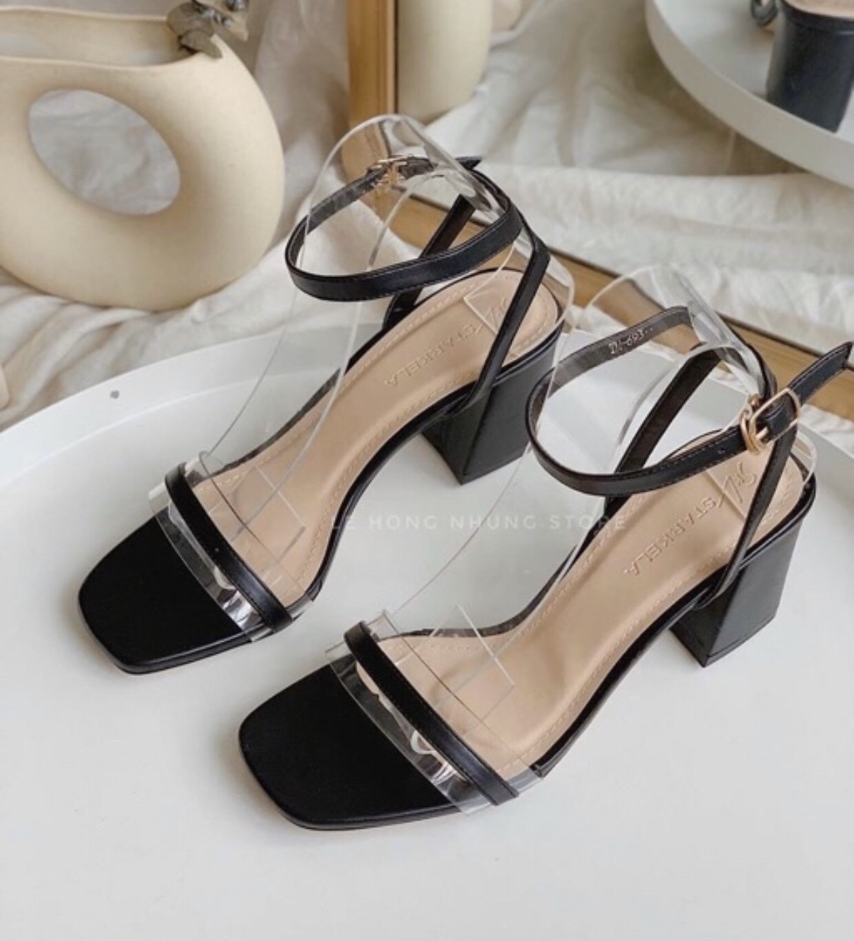 S54-Sandal nữ quai ngang phối mica đế 5cm thời trang cao cấp