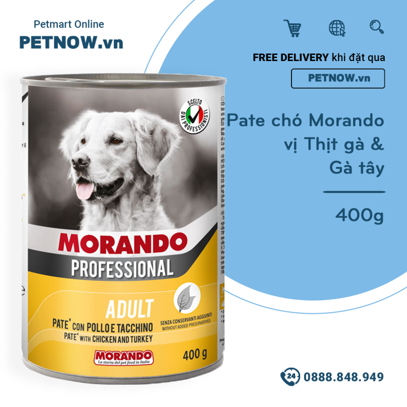 Pate chó Morando vị Thịt gà & Gà tây 400g petnow