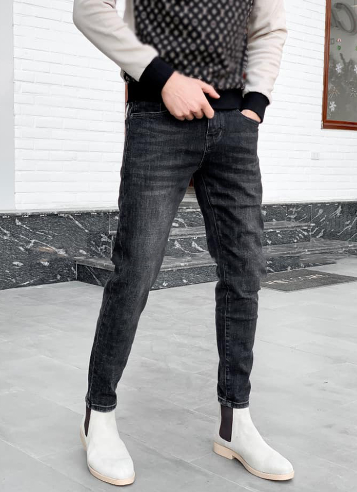 Quần Jean Nam Co Giãn Ống Côn Form Trẻ Trung