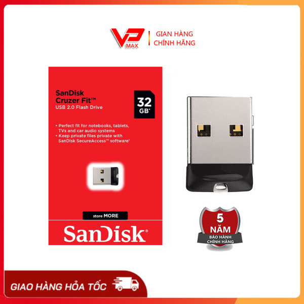 USB 32GB 16GB Sandisk CZ33 mini siêu nhỏ cho xe hơi Bảo hành 5 năm - VPMAX