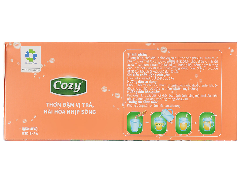 Trà hòa tan Cozy ICETEA ĐÀO (Hộp 240gr/16 gói*15gr)